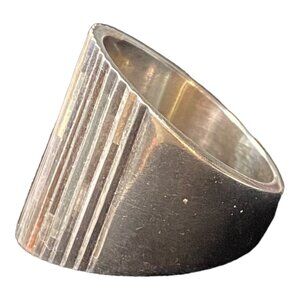 Ring Size 7.5 Parallel Grooves Sterling Silver Stamped 925 Vintage Jewelry